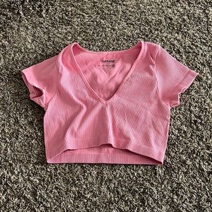 Garage Pink Ribbed Crop Top